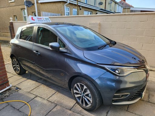 Grey Renault Zoe automatic car located at Penygroes, start 2 pass learner car 