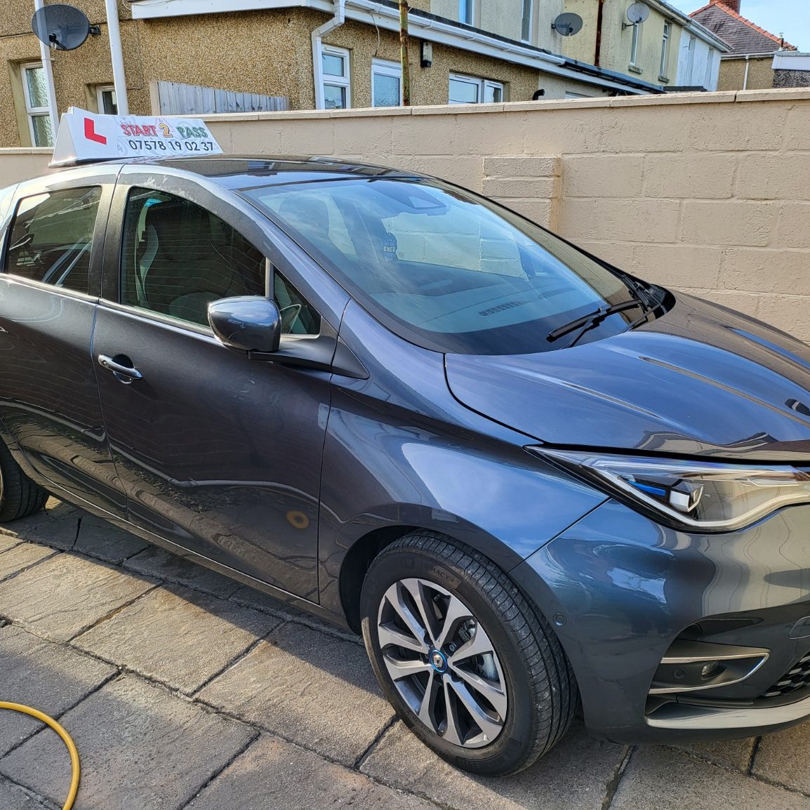 Renault Zoe Gt 135bhp all electric Automatic car waiting in Ammanford for the next pupil 