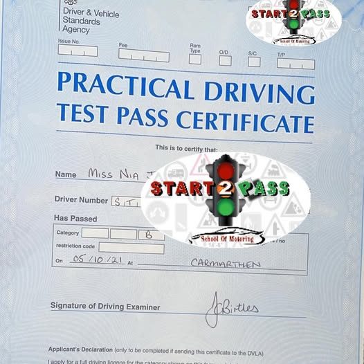 Nia smashing 1st time pass at Carmarthen test centre 