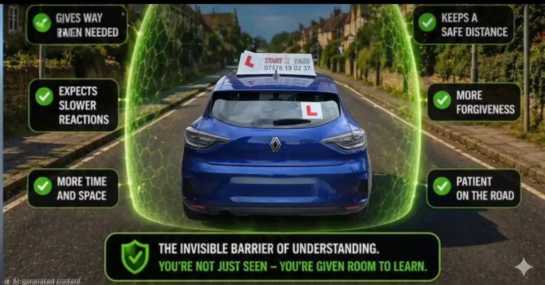 The Start 2 Pass Philosophy: A Shield of Support, blue clio in the middle of expectations we need and ask from other car drivers 
