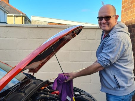 Craig is carrying out weekly maintenance on reanult clio, making sure all lessons run problem-free every day 