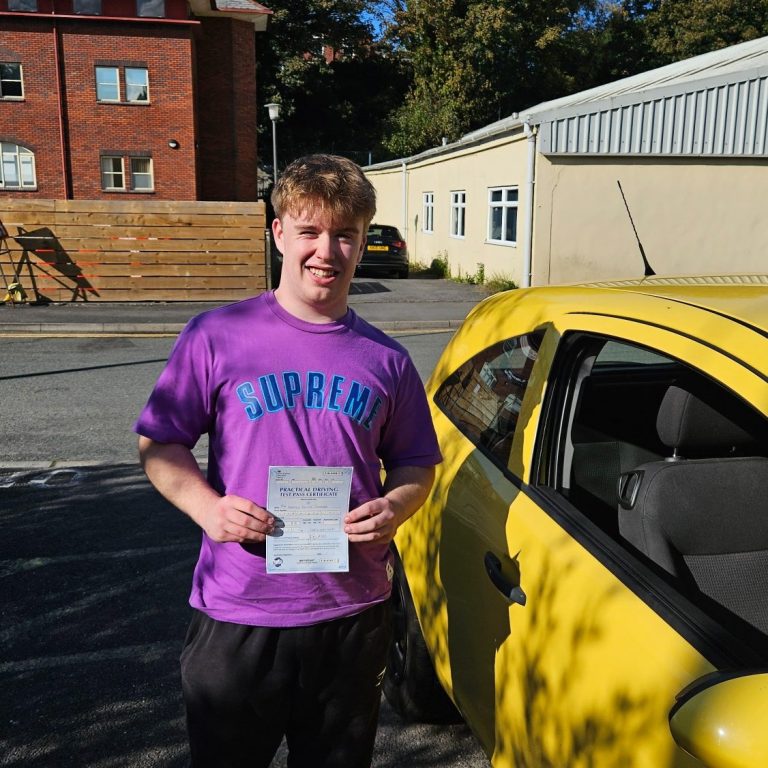 Harry passed in his own yellow car in Carmarthen test centre 1st time from Garnant 